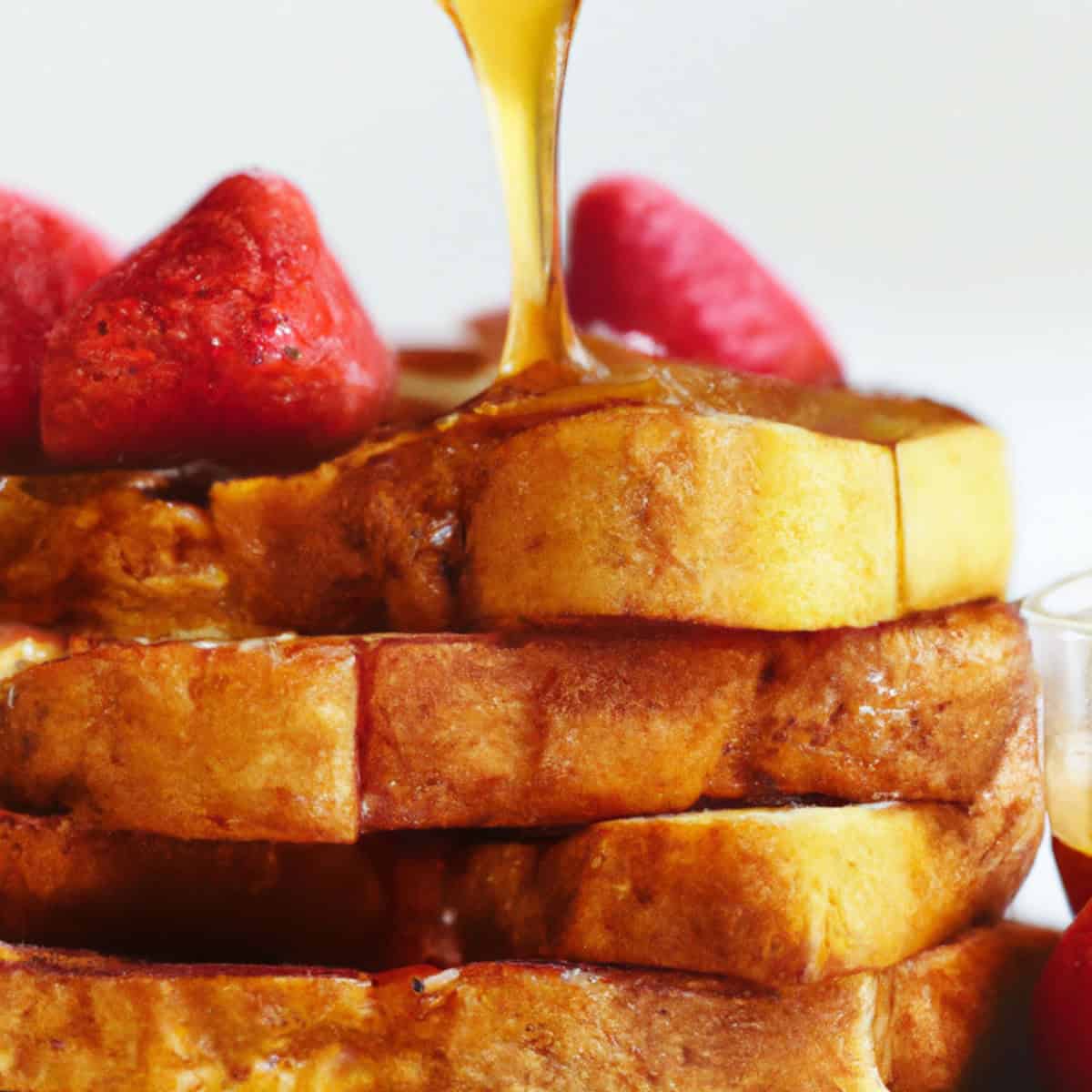 Sweet potato waffles topped with fresh strawberries and drizzled with syrup, showcasing delicious Grafted Pro food innovation. Perfect for healthy breakfast or brunch options.
