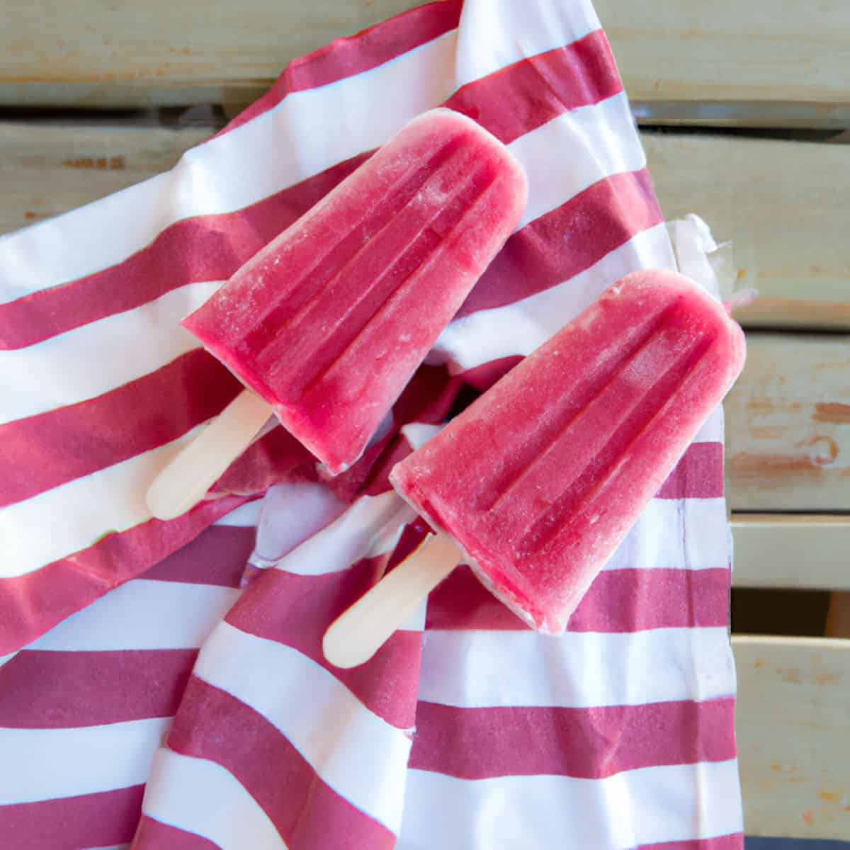 Grafted Pro frozen fruit popsicles on a red and white striped cloth, showcasing high-quality, all-natural ingredients perfect for healthy, refreshing summer treats.